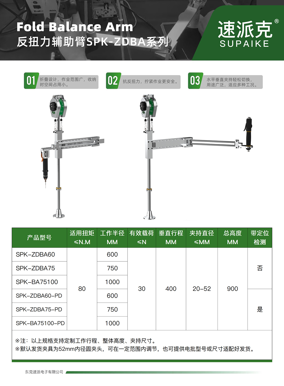 速派克-反扭力辅助臂SPK-ZDBA系列-型录